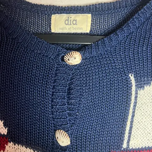 Vintage Nautical Navy Blue Knit Cardigan with Shell Buttons M Multiple Size M