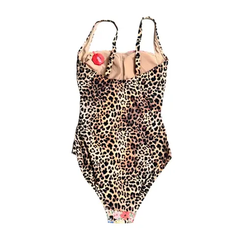 Johnny Was NWT! Cheetah Animal Print Ruched One Piece Swimsuit - Size XS