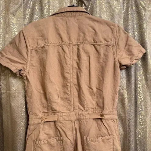 Outerknown S.E.A. Tan Sand Cotton Linen Jumpsuit Short Sleeve Medium