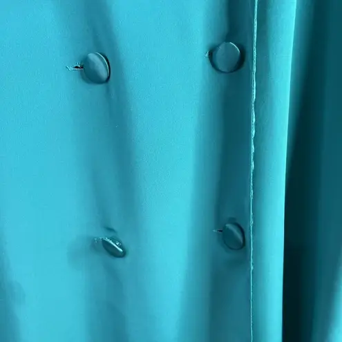 Victoria's Secret Vtg  Size M Satin Sleep Shirt Teal Short Tuxedo Double Breasted