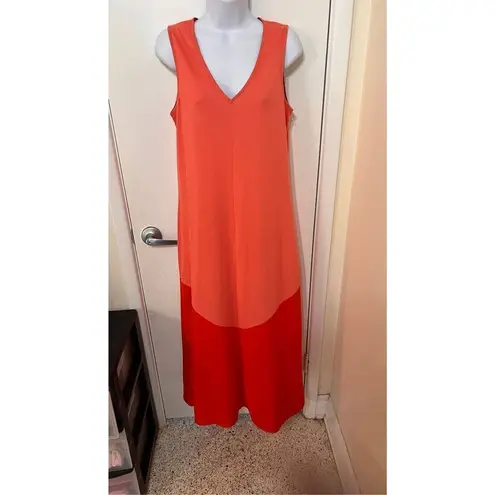 Natori  Women's V Neck Sleeveless Colorblock Maxi Dress Peach Orange Size Small