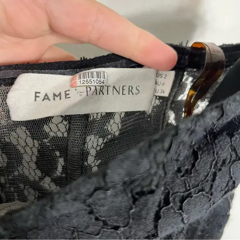 Fame and Partners Mariposa Black Lace Strapless Midi Dress Size 2