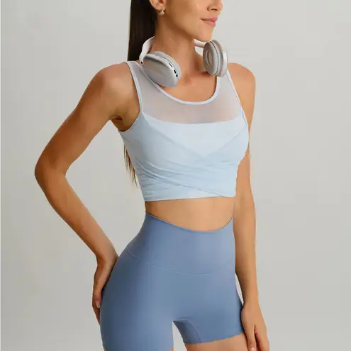 Berlook Activewear Light Blue Mesh Cross