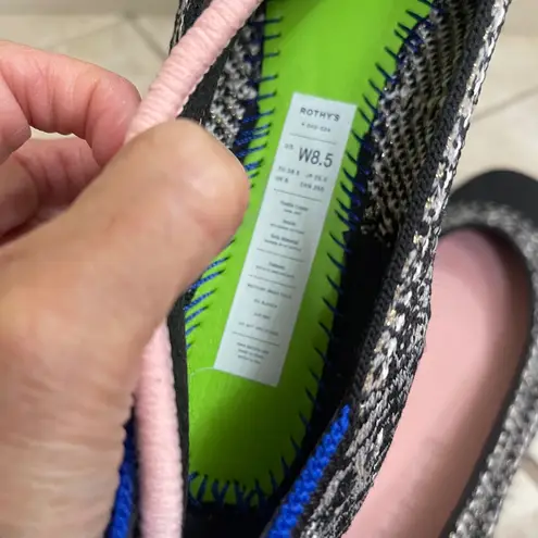 Rothy's round Flats Black White Tweed Knit Comfort Women's Shoes Size 8.5