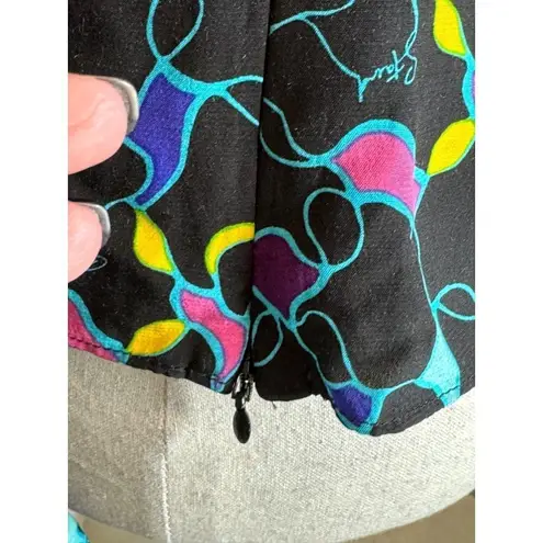 STAUD Black Multicolor Print Long Sleeve Sweetheart Neck Josephine Top 12