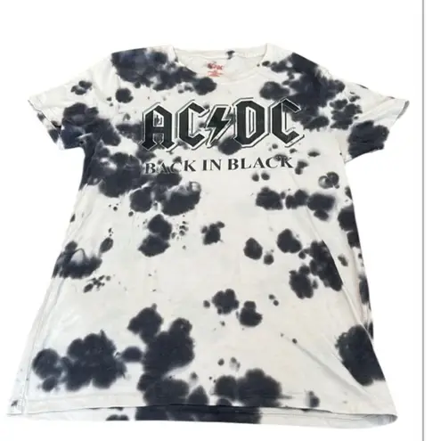 AC/DC size small black and white tie dye distressed short sleeve T-shirt GUC