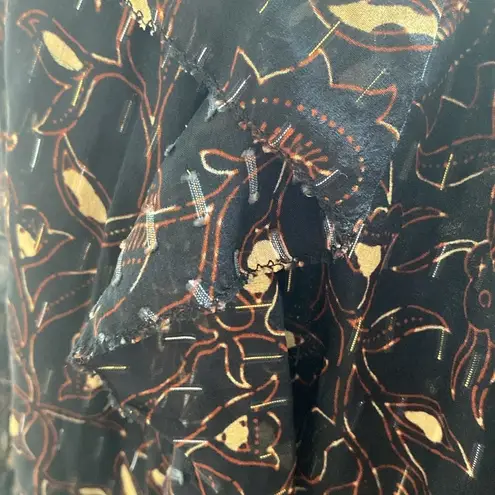 Ulla Johnson Zea Skirt in Jet Floral Vine Metallic Mini Skirt Ruffle Size 2