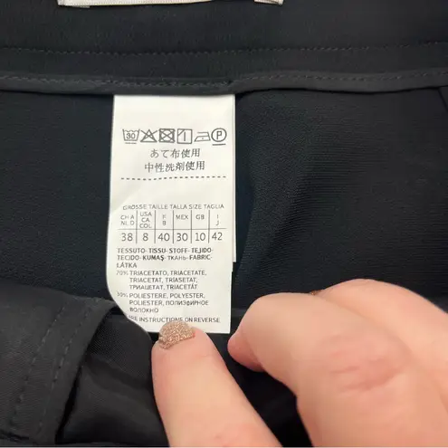 Max Mara Straight Leg Pants Women Size 8 Black Side Buttons Triacetate Polyester