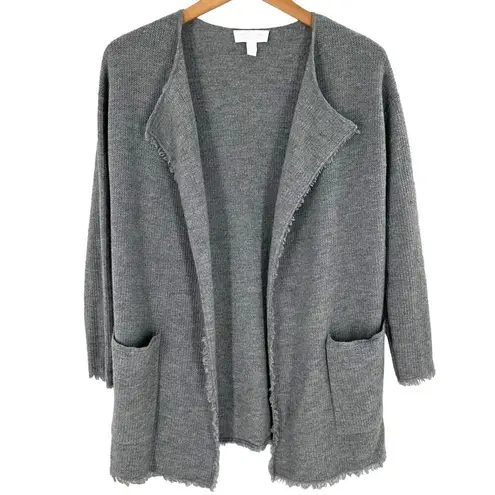 The White Company Ash Gray Merino Wool Long Cardigan Sweater Coat Size 8