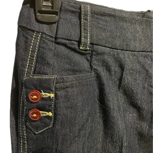 Larry Levine SPT Stretch Dark Wash Wide Leg Pant with Eclectic Details!