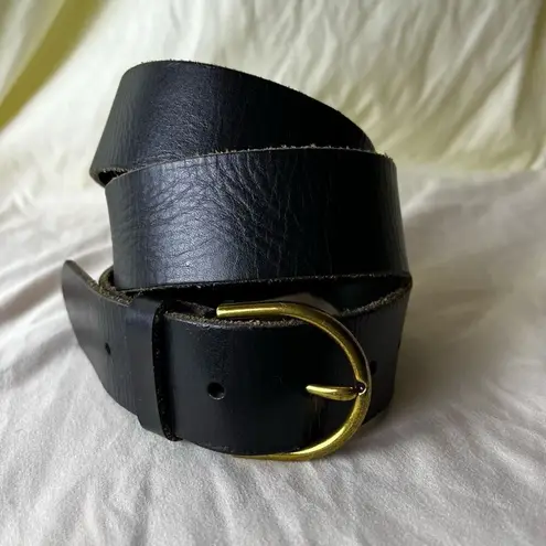 American Eagle  Black Leather Belt Brass Tone Buckle Casual Indie Unisex  L/XL