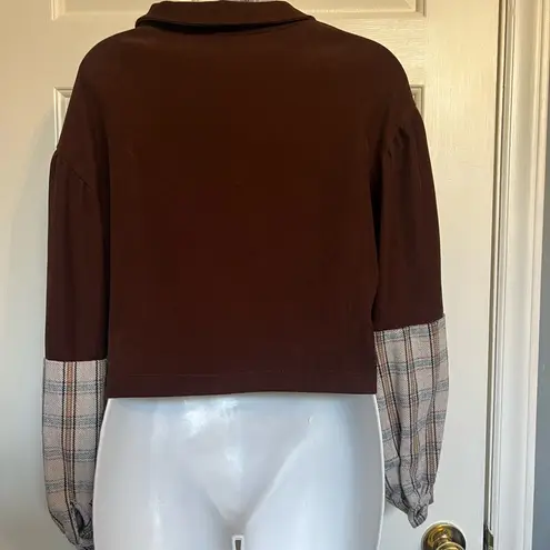 SheIn Brown and Plaid Button-Up Jacket