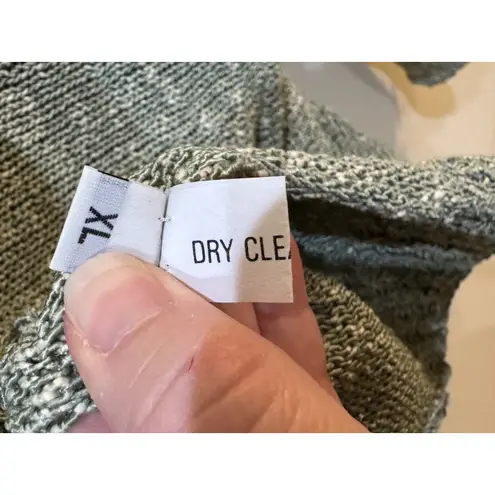 Pour Toi Green Cardigan Sweater Size XL Open Collar Lagenlook Artsy Unique