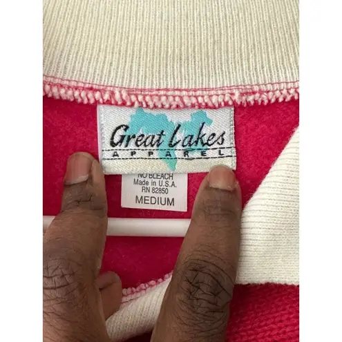 Vintage Great Lakes Apparel Pink Knit Sweater Embroidered Floral White Collar M Size M