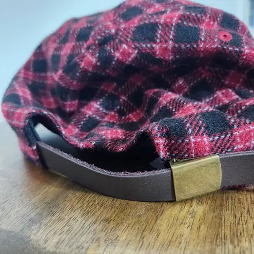Red and Black Plaid Baseball Cap One Size Wool Blend Plaid Baseball Hat