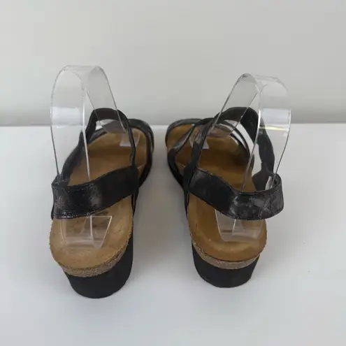 Naot Kayla Sandals Metallic Onyx Leather Size 37 Women's