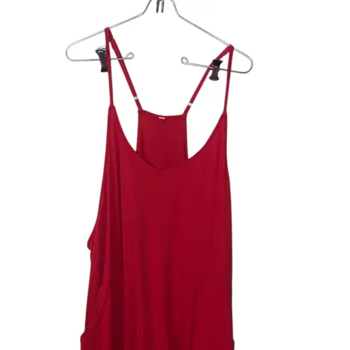 Women's XL Red Wide Leg Jumpsuit Baggy Hot Shot Strappy