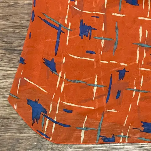 Edge Lightweight Sheer Printed Sleeveless Blouse Orange Blue Cream Size Large