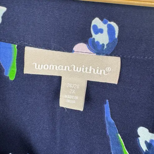 Woman Within NWT Floral Tunic Top Size
26/28 Navy Boho Flowy Cottage Comfy