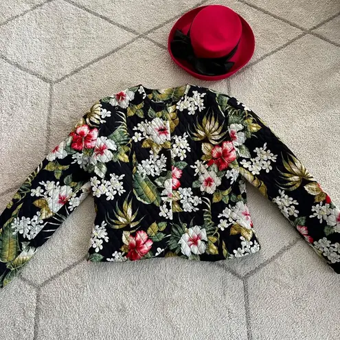 Handmade Quilted Floral Jacket Vera Bradley Style Print With Vibrant Colors & Bu