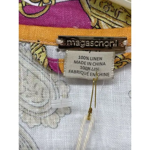 Magaschoni Kimono XS 100% Linen Orange Yellow Wrap Midi Dress $248 Swim coverup