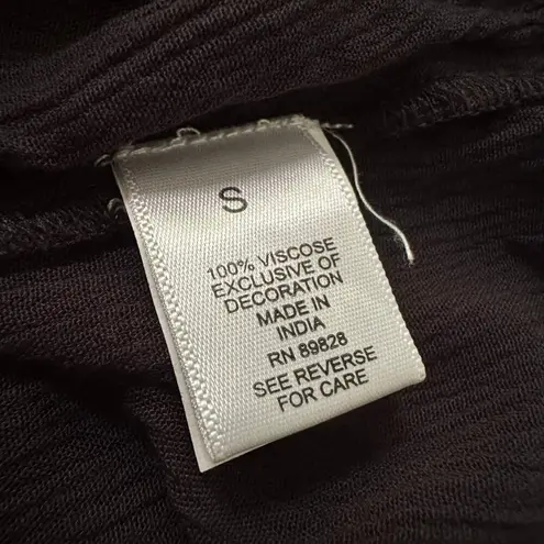 Haute Hippie Tribe black floral embroidered v-neck top size S