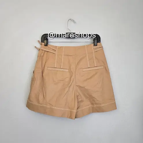 Veronica Beard Jaffe Pleated Cotton Blend Twill Shorts