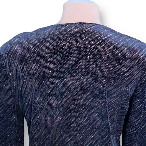 Vintage R&K Originals Cardigan Tank Black Velvet Gold Metallic Glitter Stripe Size 12