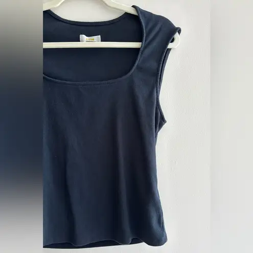 Maeve Square-Neck Tank Top, Navy Blue, Size Large