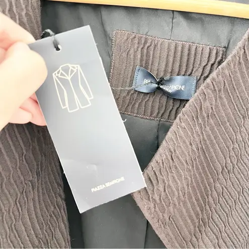 Piazza Sempione Side Snap Button Wool Blend Wrap Jacket in Brown Black