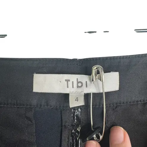 Tibi Tech Patent Faux Leather Skinny Trousers Pants Black Size 4 Costume Biker