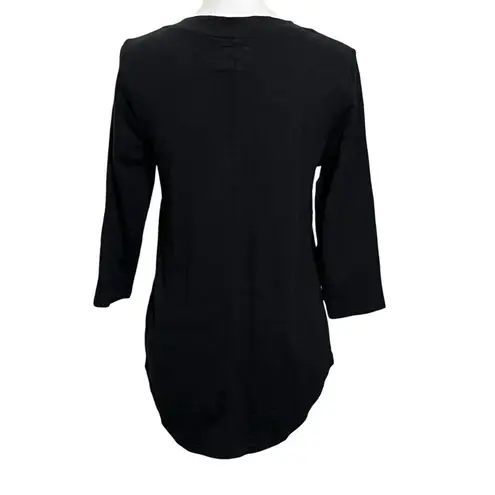 Pact Relaxed Slub Shirt Organic Cotton Top 3/4 Sleeves Black Womens Size S