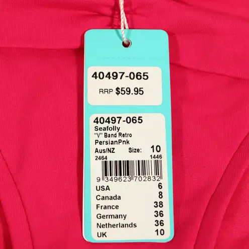 Seafolly NWT Persian Pink “V” Band Retro Pant Bikini Bottom Size 6