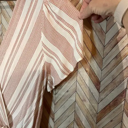 Mm mm mm White Striped Dusty Pink V Neck Adjustable Romper Women's Large