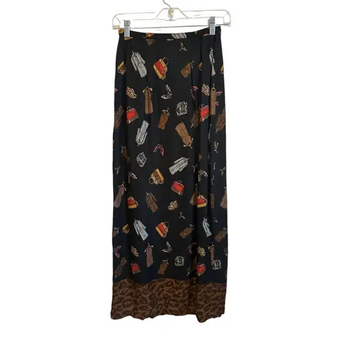 Vintage 90s Black Funky Wacky Weird Fashion MIDI Skirt Animal Print size 4