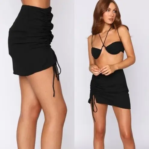 NWT Whitefox Effortless Mini Skirt Black Ruched Tie Detail XS