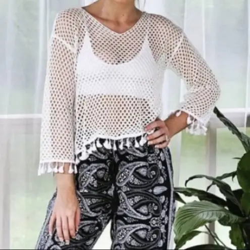Knit Tassel Top White Size undefined