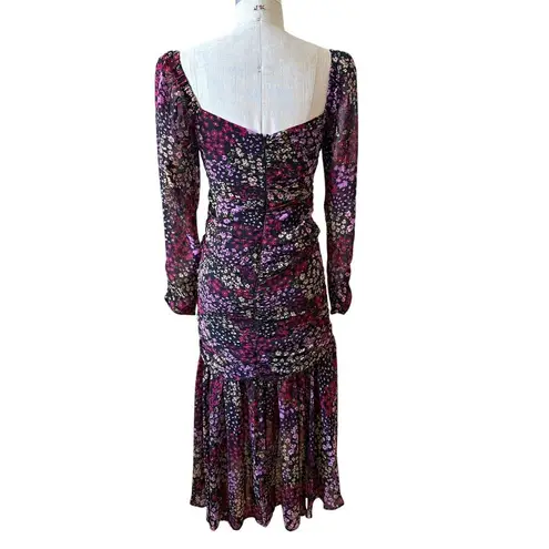 ASTR the Label Athena Midi Dress in Red Floral Chiffon Print Size Small