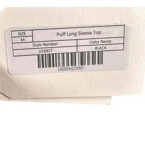 English Factory Black Puff Long Sleeve Top Size M NWT Key Hole Back Round Neck