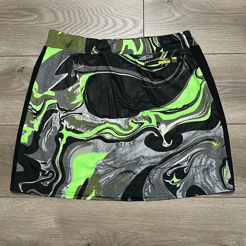 Jamie Sadock 17” Front Zip Golf Skirt Skort Green Black Swirl Size 12