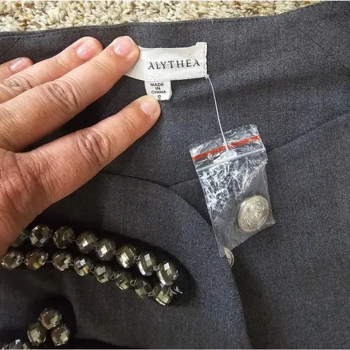 Alythea Vintage NWT Vest Jeweled Embellished Silver Button Gray Size SM Jeweled
