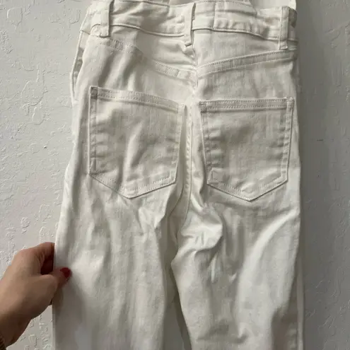 We Wore What SSO BY Danielle Second Skin Overalls White Denim Overalls Gold