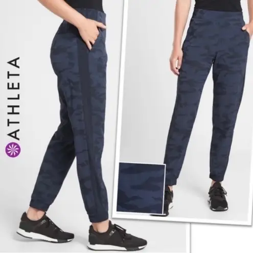 Athleta  Brooklyn Textured Navy Blue Camo Jogger Pants Size 6