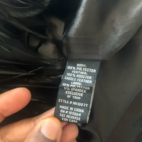 Timeless Naeem Khan Black Feather Bubble Mini Skirt Embellished Size 14