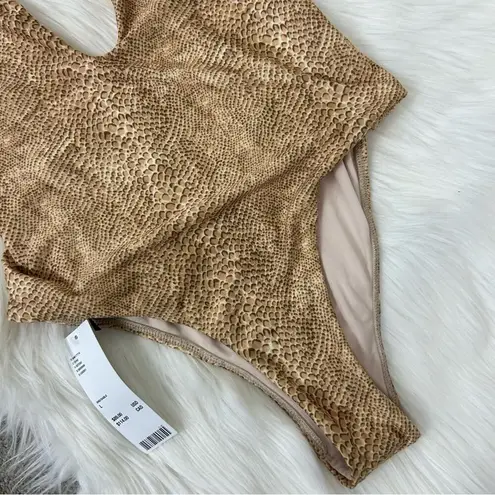 Urban Outfitters NWT  Plunge Neckline Snakeskin One Piece Swimsuit Size L