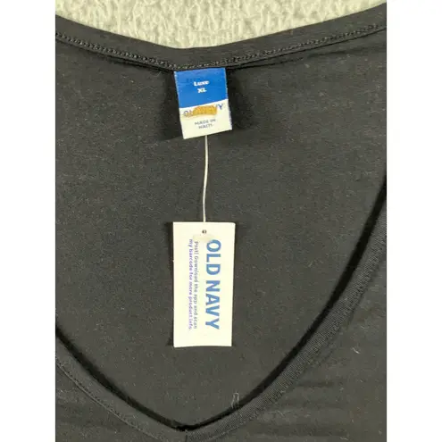 Old Navy  Luxe V Neck T Shirt Black Short Sleeve Top Women XL Minimalist Basic