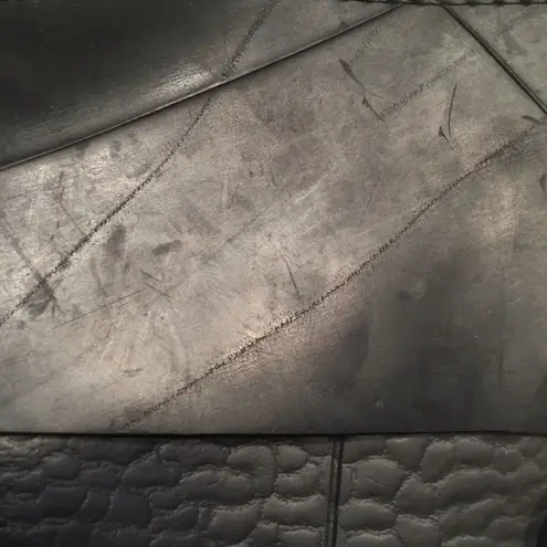 Rubber Crossbody Bag Vault Clasp Flap Black Blue Industrial Unique Purse 10x8.5