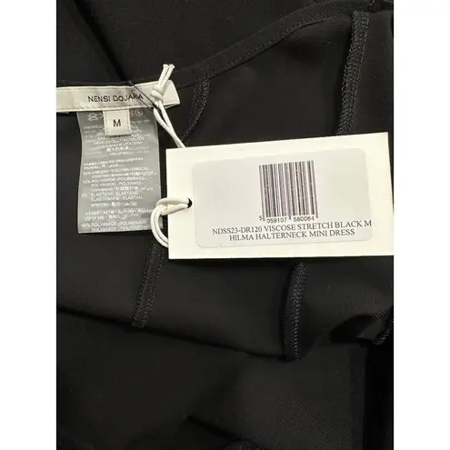NENSI DOJAKA Halter Mini Dress in Black Medium New Womens lace up Cocktail