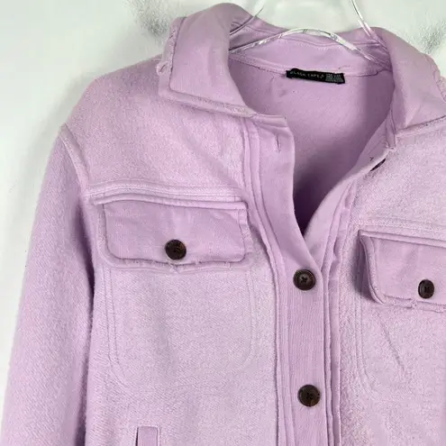 Black Tape NWT Elbow Patch Fleece Shacket Jacket Soft Lilac Size Petite XS PXS