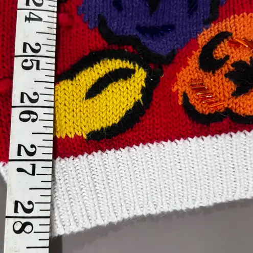 Vintage Colorful Checkered Knit Sweater Red Size L - Image 7